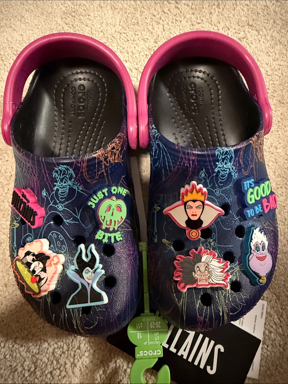 CROCS Kids' Villains Print Clogs in Purple and Pink